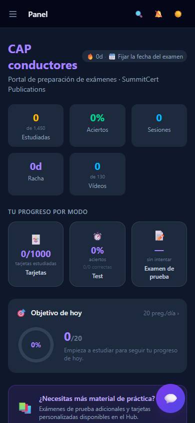 Examen CAP inicial de conductores — Panel