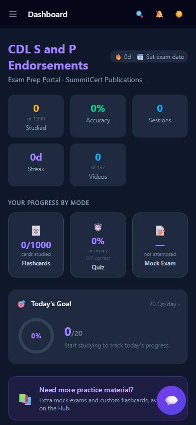 CDL Passenger and School Bus Endorsement Tests — Dashboard